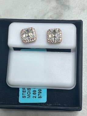 🆕 14k gold over Sterling Silver 2.69ctwt Moissanite Stud earrings $799 retail